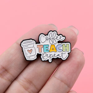Coffee Quote Cartoon Metal Badge Brooch