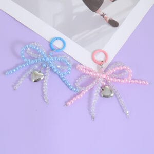 Creative Fashion Crystal Double Bow Pendant Keychain