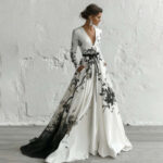 Womens Retro Bohemian Rose-Embroidered Loose Linen Dress