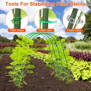 Cucumber Trellis For Raised Bed Arch Garden Trellis For Climbing Plants Vine Vegetables Fruit Flower Grape U-Shaped Frame With Climbing Net Tunnel Plant Stand For Garden Raised Bed