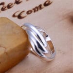 Womens Fashionable Silver-Plated Creative Three-Ring Ring