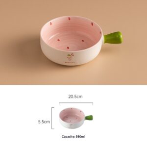 Creative Pink Strawberry-themed Hand-held Bowl Soup Pot And Baking Pan For Home Use