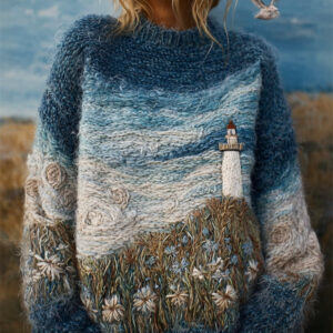 Soft US-style Crewneck Long-sleeve Sweater For Women Perfect For Fall And Winter