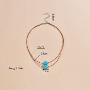 Retro Minimalist Double-Layer Necklace For Women With Turquoise-Style Beads