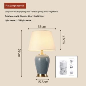Jingdezhen Camphor Wood Ceramic American-Style Minimalist Chinese Table Lamp