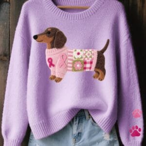 Womens 3D Digital Print Crew-Neck Sweater