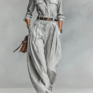 Long-sleeve Shirts And Wide-leg Trousers Offer A Relaxed Stylish And Casual Look
