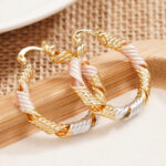 Korean-style Gentle Spiral Hollow Three-color Earrings For Women