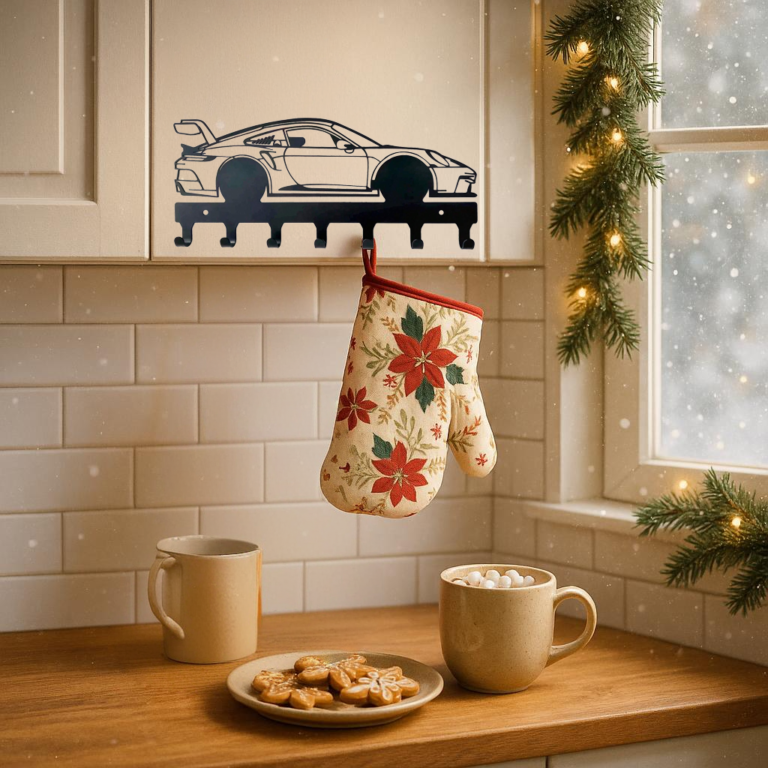Racing Car Keychain & Wall Mount Set – Stylish Vehicle Key Holder For Home Decor