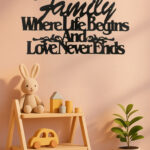 Where Life Begins, Love Never Ends Vintage Metal Wall Sign