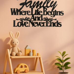 Where Life Begins, Love Never Ends Vintage Metal Wall Sign