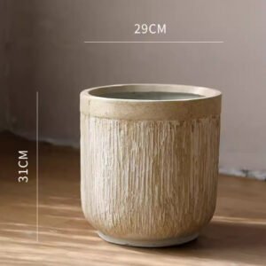 Vintage Distressed Round Magnesium Clay Flower Pot With Large Opening