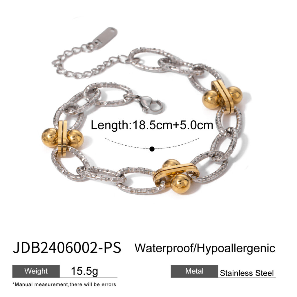 Stainless Steel Color-Block Bracelet For Women