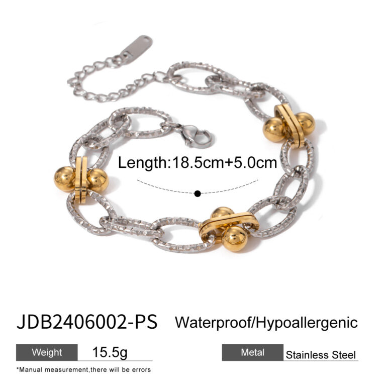 Stainless Steel Color-Block Bracelet For Women