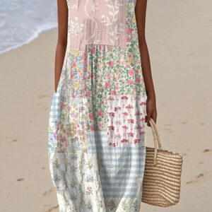 Fashionable Printed Womens Elastic Waist Dress