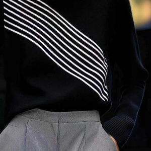 New FallWinter Womens Striped Color-Block Turtleneck Sweater