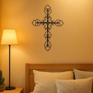 1pc Metal Retro Cross Wall Art Decoration, Metal Artwork, Scene Decoration