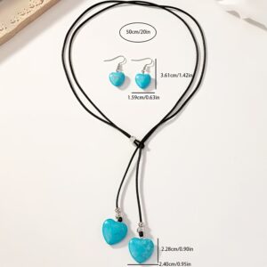 Korean-style Leather Choker Long Necklace And Earrings Set For Women