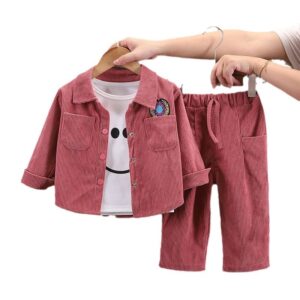 Autumn Corduroy Shirt Two-Piece Set For Baby Boys And Girls