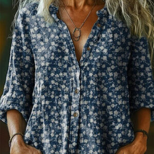 Womens Printed Long-Sleeve Shirt Top