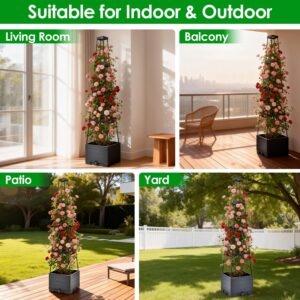 2Pack Raised Garden Bed Boxes With Trellis 56in Tomato Self-Watering Planter Box Indoor Outdoor With 4 Adjustable Heights 10 Clips 65FT Ties For Climbing Vegetables Flowers Vines