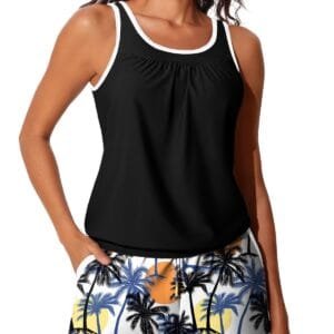 Womens Stylish Two-Piece Tankini Swimsuit