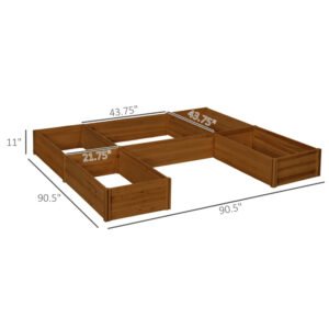 Raised Garden Bed, Set Of 5 Large Wooden Box Planters For Outdoor Plants Vegetables Flowers Herbs, 7.5x7.5x1ft, Brown