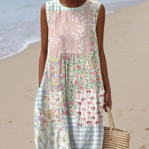 Fashionable Printed Womens Elastic Waist Dress