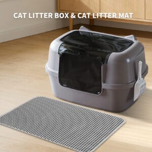 Extra Large Cat Ear Fully Enclosed Cat Litter Box, With Free Scoop & Litter Mat, Anti-Splash & Anti-Tracking Odor Locking, For Large Cats & Multi-Cat Households