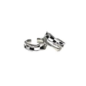 Retro, Edgy Checkerboard Glaze Open Ring For Women New Design Finger Ring Thats Lightweight