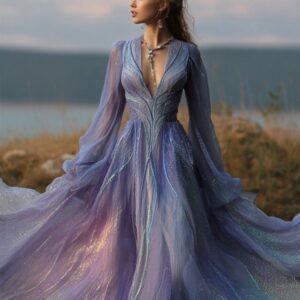 Womens Retro Bohemian Rose-Embroidered Loose Linen Maxi Dress