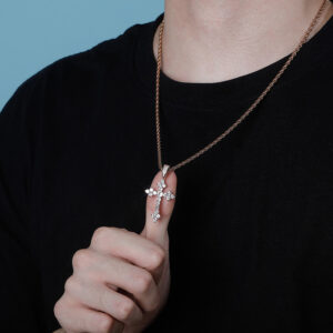 Retro Cross Pendant With Full Zirconia, Simple Religious Necklace For European And American Styles