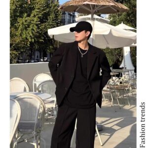 Mens Casual Spring Autumn Suit Jacket With Padded Shoulders In A Edgy Style