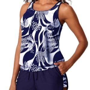 Womens Stylish Two-Piece Tankini Swimsuit
