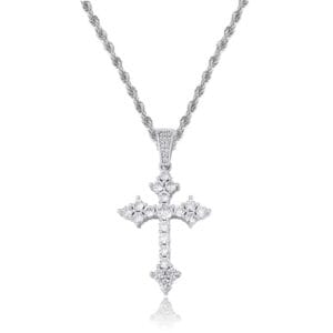 Retro Cross Pendant With Full Zirconia, Simple Religious Necklace For European And American Styles