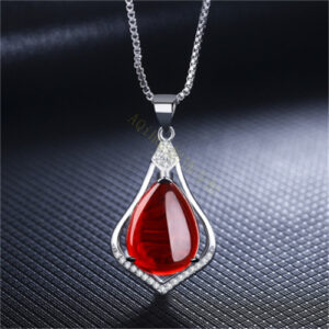 Waterdrop Blossom Carnelian Pendant With Green Chalcedony