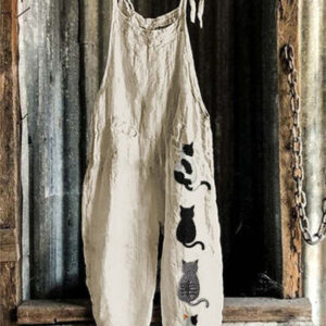 Sweet Little Print Retro Wide-leg Women's Jumpsuit