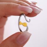 Geometric Stainless Steel Ring With A Cat Design And An Adjustable Opening