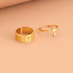 Stylish Stainless Steel Open Cross Ring Set