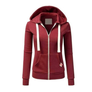 Womens Casual Sporty Cardigan With Zipper Hooded Sweatshirt