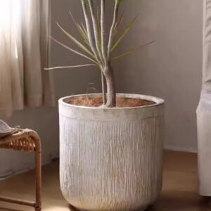 Vintage Distressed Round Magnesium Clay Flower Pot With Large Opening