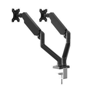Dual-monitor Stand With Integrated Bracket, Desktop Base, And Cantilever Arm