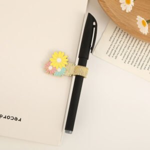Creative Dripping Oil Tricolor Flower Metal Pen Clip