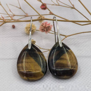Creative, Versatile Tigers Eye Pendant And Waterdrop Earrings Set