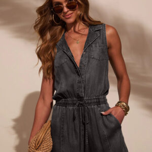 Womens Casual Washed Lightweight Denim Jumpsuit