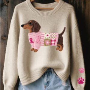 Womens 3D Digital Print Crew-Neck Sweater