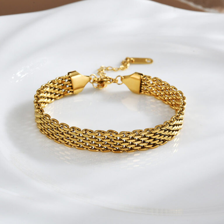 Women’s Chain Bracelet Business Casual Golden Silver Metal Bracelet Jewelry