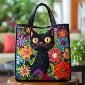 Creative, High-Capacity Tote Bag With Digital Print And Quilted Embroidery
