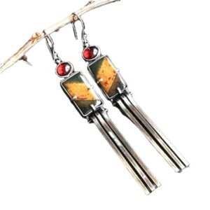 Geometric Enamel Long-rod Earrings European And American Style
