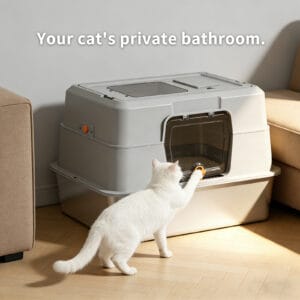 60-40-40cm Fully Enclosed Stainless Steel Cat Litter Box, Odor & Splash Proof Easy Clean, For Large Cats & Multi-Cat Households